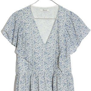 NEW Madewell Georgette Ruffle-Sleeve Peplum Top